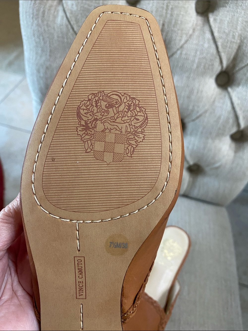 Vince Camuto NEW Cognac Braided Leather Slip-On Mules / Sz 7.5 - Picture 8 of 14